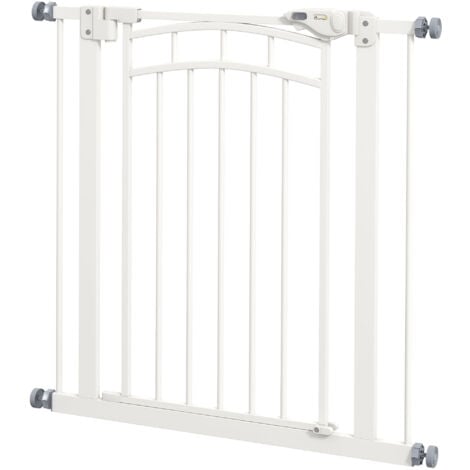 PawHut Cancelletto per Cani Estensibile 74-80x76cm a Chiusura Automatica Bianco