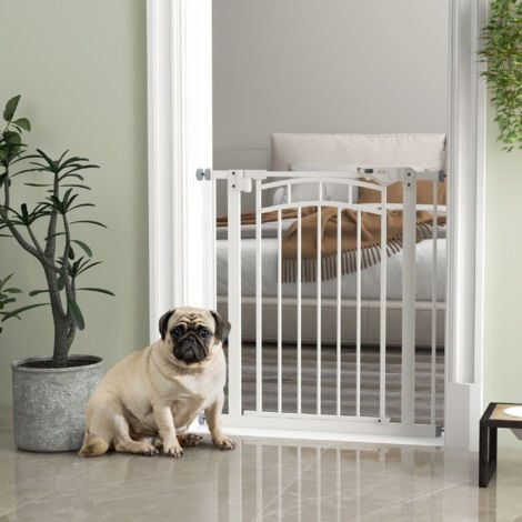 PawHut Cancelletto per Cani Estensibile 74-80x76cm a Chiusura Automatica Bianco