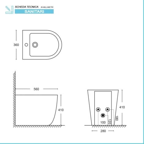 Sanitari filomuro Rimless scarico a vortice e copriwc soft-close Tao