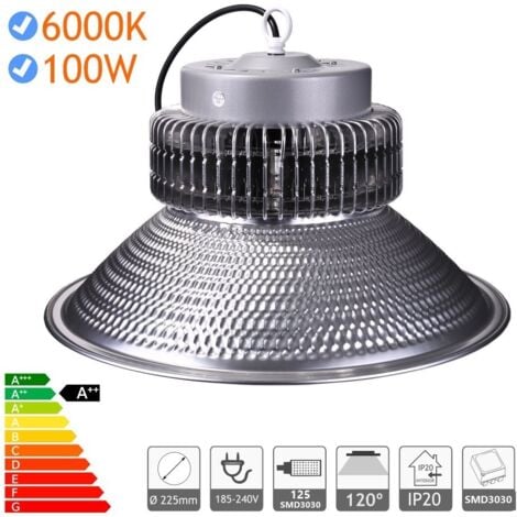 JANDEI - LED CAMPANA 100W Industrial Luz Blanca 6000K SMD LED Alluminio Bell SMD