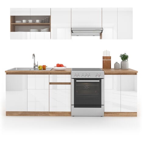 Cucina componibile Raul, Bianco, 240 cm , PL Marmo, Vicco
