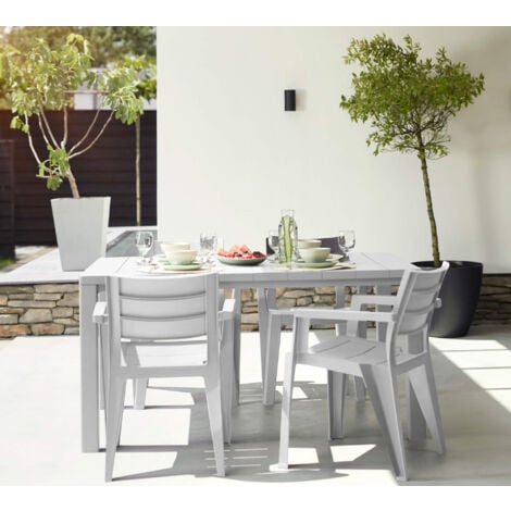 Set Tavolo 147x90 + 6 Poltrone in Resina Colore Bianco mod. Julie