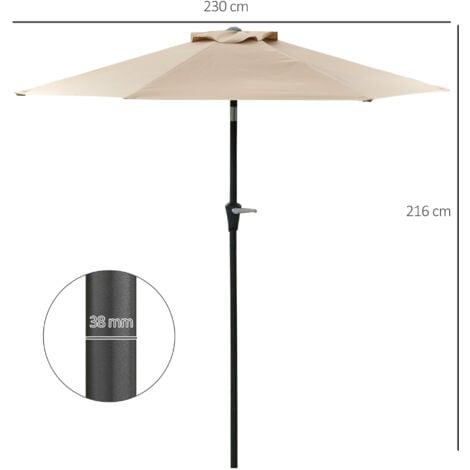 Outsunny Ombrellone da Terrazzo 2.3x2m Inclinabile Apertura a Manovella Cachi