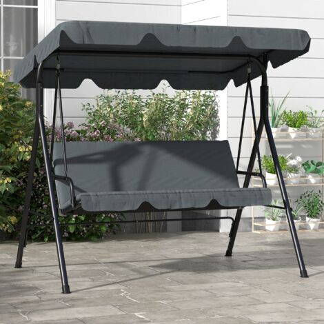 Outsunny Dondolo 3 Posti per Esterno con Tettuccio Regolabile Grigio