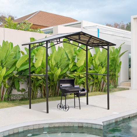 Outsunny Gazebo da Giardino per Barbecue BBQ con Tetto in PC e Mensole