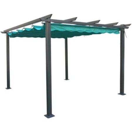 gazebo pergola da esterno eurogarden "daiana" in acciaio verde 3x3 m