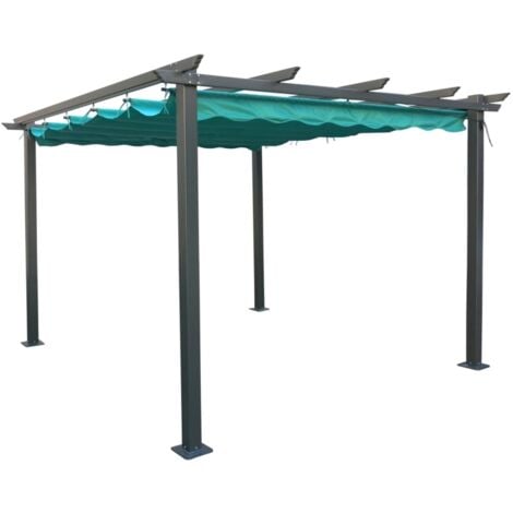 gazebo pergola da esterno eurogarden "daiana" in acciaio verde 3x3 m