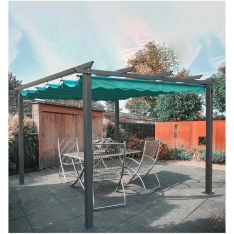 gazebo pergola da esterno eurogarden "daiana" in acciaio verde 3x3 m
