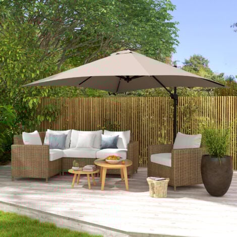 Outsunny Ombrellone da Giardino a 8 Stecche in Alluminio e Poliestere Khaki
