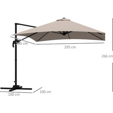 Outsunny Ombrellone da Giardino a 8 Stecche in Alluminio e Poliestere Khaki