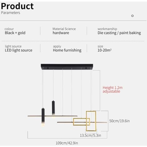 Ganeed Lampada a Sospensione Moderna, Lampadario a LED Nero Creativo Lampada a Sospensione a Onda Lineare Dimmerabile Telecomando, Isola da Cucina Regolabile per Soggiorno da Pranzo (6-Light 50W)