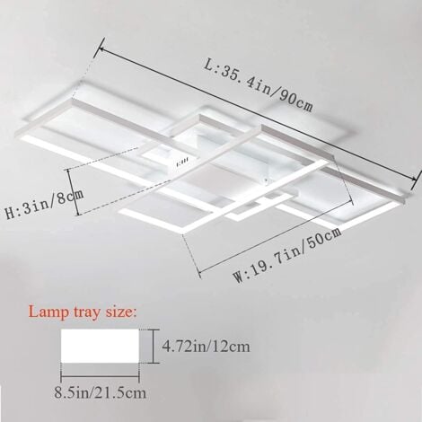 Ganeed Plafoniera Lampadario LED Dimmerabile con Telecomando, Moderna Lampada Da Soffitto Quadrata A 3 Strati 50W Acrilico Montaggio A Incasso Plafoniere per Sala da Pranzo Soggiorno Cucina Ufficio