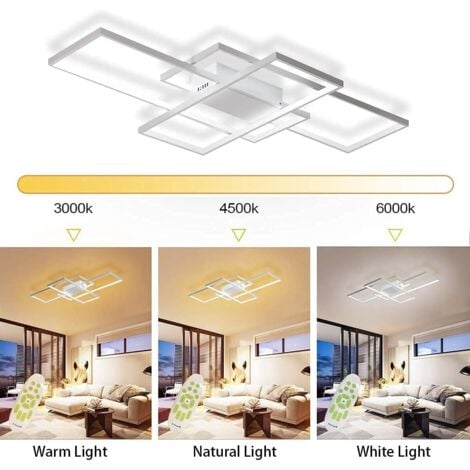 Ganeed Plafoniera Lampadario LED Dimmerabile con Telecomando, Moderna Lampada Da Soffitto Quadrata A 3 Strati 50W Acrilico Montaggio A Incasso Plafoniere per Sala da Pranzo Soggiorno Cucina Ufficio