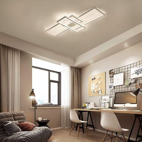 Ganeed Plafoniera Lampadario LED Dimmerabile con Telecomando, Moderna Lampada Da Soffitto Quadrata A 3 Strati 50W Acrilico Montaggio A Incasso Plafoniere per Sala da Pranzo Soggiorno Cucina Ufficio