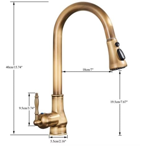 Onyzpily Rubinetto Cucina con Doccetta a 3 Funzioni, con Doccetta Estraibile, Lavello Girevole a 360°,Acciaio Inox Rubinetto Lavello Cucina,(Antica)