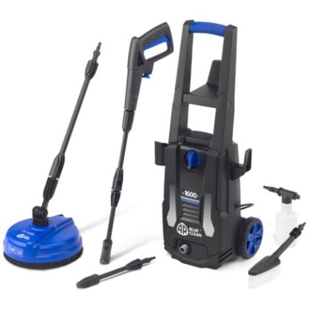 AR Blue Clean Idropulitrice e-1600P, ad Alta Pressione, ad Acqua Fredda, per Auto ed Esterni Casa, con Lavapavimenti e Spazzola Fissa, di Annovi Reverberi (1600 W, 125 bar, 420 l/h)