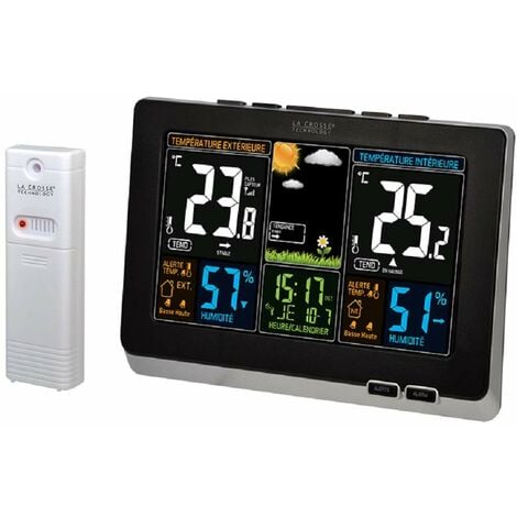 La Crosse Technology WS6828-BLA - Stazione Meteo con Schermo a Colori, Colore: Nero