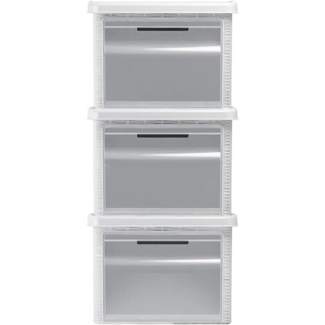 Scatola box armadio contenitore multiuso organizer bianco apertura frontale trasparente sovrapponibile storage resistente