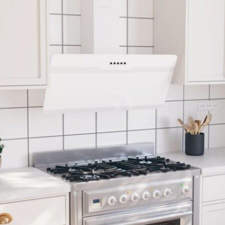 Furniture Limited - Cappa a Parete 90 cm in Acciaio e Vetro