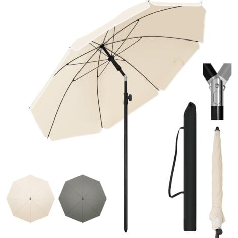 WOLTU Ombrellone da Giardino Rotondo da 1,75 m con con Funzione di Inclinazione e Altezza Regolabile Beige