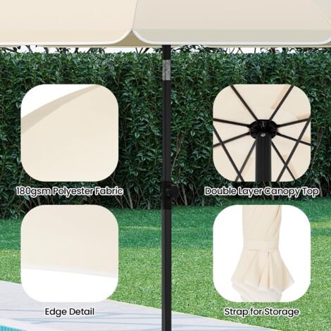 WOLTU Ombrellone da Giardino Rotondo da 1,75 m con con Funzione di Inclinazione e Altezza Regolabile Beige