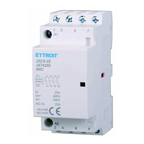 Contattore AC 4P 25A 4NO 220V occupa 2 Moduli DIN Ettroit JX74250