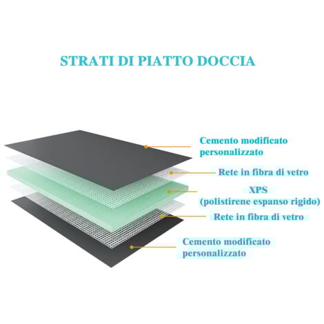 Piatto Doccia Pronto da Piastrellare in Estruso Rigida Polistirene Tagliabile Dimensione 80x120X4 cm Sifone Piletta incluso