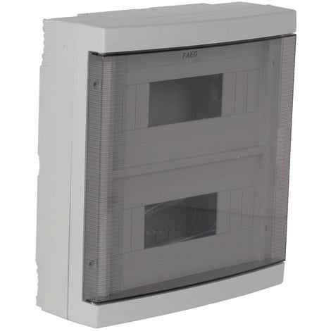 Centralino da parete 24 moduli grigio RAL 7035 con portello trasparente fumè 280 x 300 x 106 IP40 FAEG - FG14424
