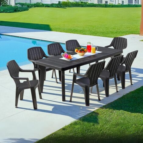 Tavolo da giardino allungabile in plastica BERG 160-220x90x74 cm - Antracite