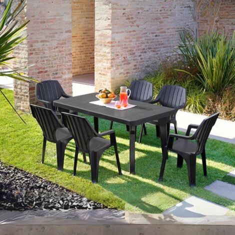 Tavolo da giardino allungabile in plastica BERG 160-220x90x74 cm - Antracite