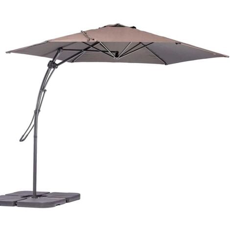 Ombrellone da Giardino Tortora Decentrato 3 x 3 Mt Base a Croce Sistema Air Vent