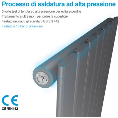 Heilmetz Radiatore Termosifone Singolo Strato Piatto Termosifoni ad Acqua Calda in Acciaio Orizzontale - Antracite 63x61.6cm 450W
