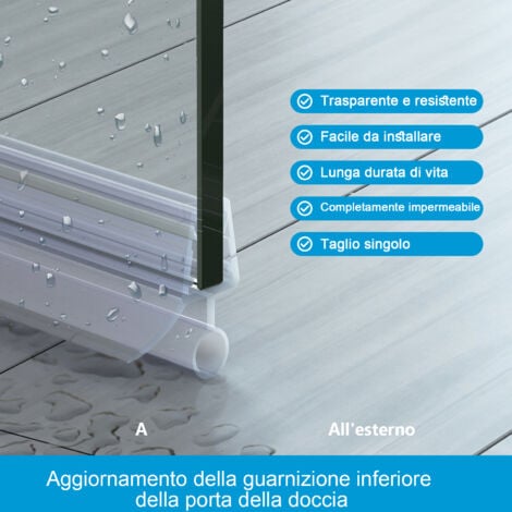 Heilmetz Guarnizione Box Doccia L:80cm per vetro da 4-6 mm, Guarnizioni per evitare l'acqua, Tagliabile-Type.2