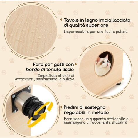 COSTWAY Mobile per Lettiera per Gattini e Gatti Adulti, Casetta per Gatti con Porte Sisal per Graffi, Piedini Metallici Regolabili e Spazio di Stoccaggio, Tavolino Moderno e Versatile per Soggiorno