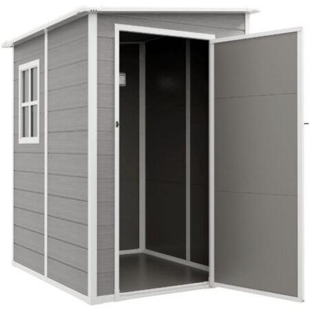 Outsunny Casetta da Giardino con Finestra e Doppia Porta in Alluminio PP Grigio