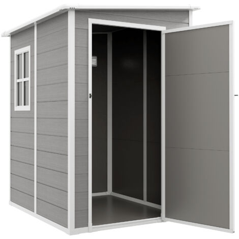 Outsunny Casetta da Giardino con Finestra e Doppia Porta in Alluminio PP Grigio