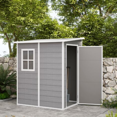 Outsunny Casetta da Giardino con Finestra e Doppia Porta in Alluminio PP Grigio