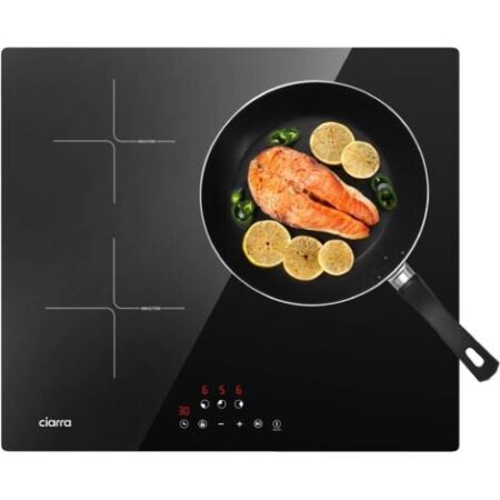 CIARRA Piano cottura a induzione 3 fuochi 60cm Timer  Pausa Nero CD3BIH