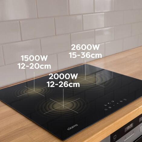 CIARRA Piano cottura a induzione 3 fuochi 60cm Timer  Pausa Nero CD3BIH