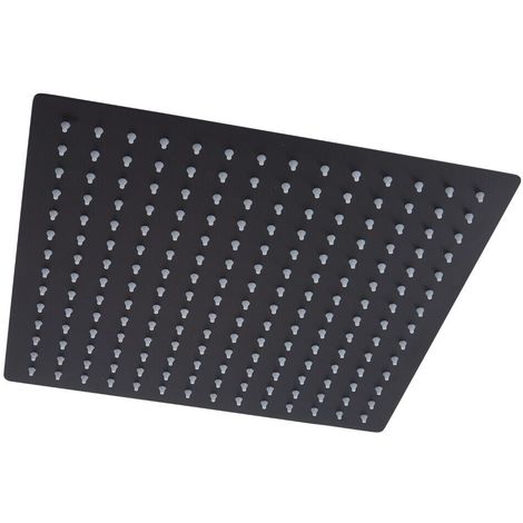 Hudson Reed Nox Soffione Doccia Fisso - Design Quadrato ad Incasso da Soffitto - Acciaio Inox Nero - Controsoffitto Doccia - 400 x 400mm