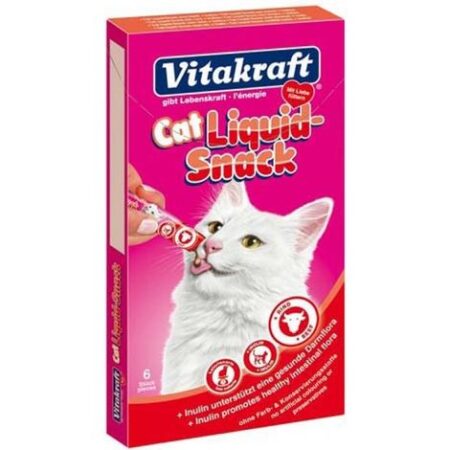 Vitakraft Cat Liquid Snack per Gatti 6x15 gr  Manzo + Inulina