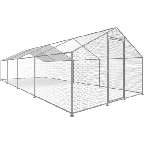 Recinto per galline 24 m² Rete metallica 8 x 3 x 2 M in acciaio zincato