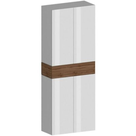 Dmora - Scarpiera Asklol, Porta scarpe salvaspazio a 5 ante, Armadio multifunzione da ingresso, 76x38h200 cm, Bianco lucido e Rovere