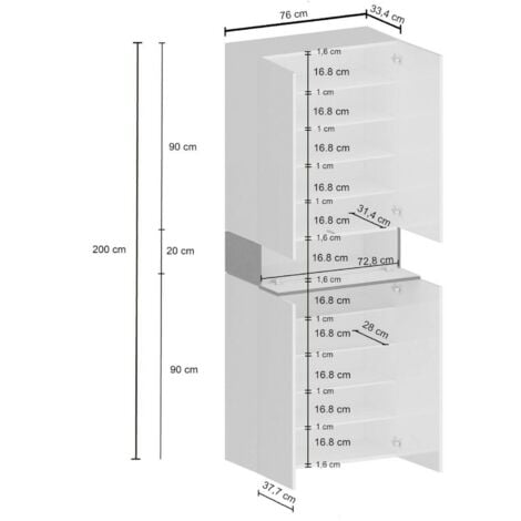 Dmora - Scarpiera Asklol, Porta scarpe salvaspazio a 5 ante, Armadio multifunzione da ingresso, 76x38h200 cm, Bianco lucido e Rovere