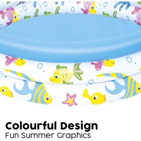 BESTWAY PISCINETTA PER BAMBINI 3 ANELLI 102X25 CM CORAL 2 ANNI+ FANTASIA PESCIOLINI
