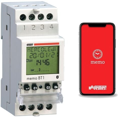 Interruttore Orario e/o Astronomico con Bluetooth e APP Vemer VE767600 Memo BT1