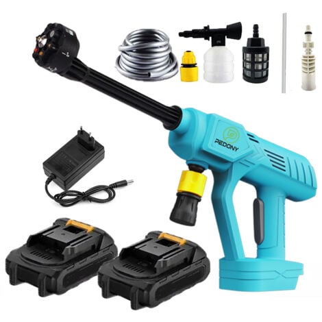 Macchina elettrica di pulizia ad alta pressione, macchina circolare della batteria, Rod ad alta tensione portatile dell'automobile ad alta tensione, +2x batteria 3.0A + caricabatterie, compatibile con
