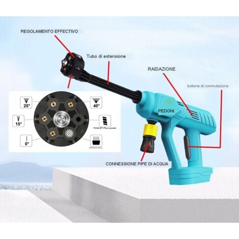 Macchina elettrica di pulizia ad alta pressione, macchina circolare della batteria, Rod ad alta tensione portatile dell'automobile ad alta tensione, +2x batteria 3.0A + caricabatterie, compatibile con