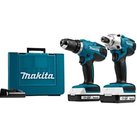 Set Trapano a Batteria e Avvitatore a Impulsi Makita DK18A35X1 con Batteria, Caricabatterie e 30 Punte (DF4880, TD127D)