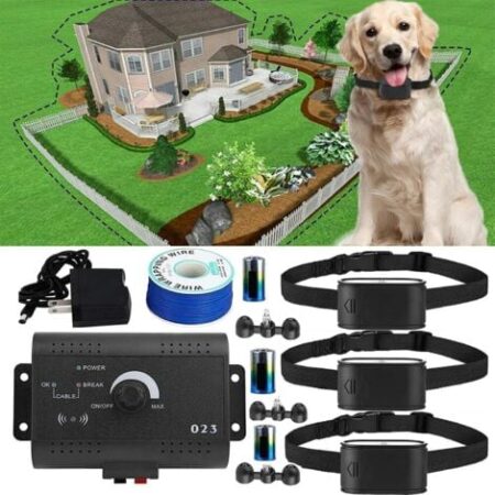 Recinto elettronico per cani, collare remoto per addestramento da uno a tre cani, sistema di contenimento elettrico sotterraneo per cani, innocuo per tutti i cani.
